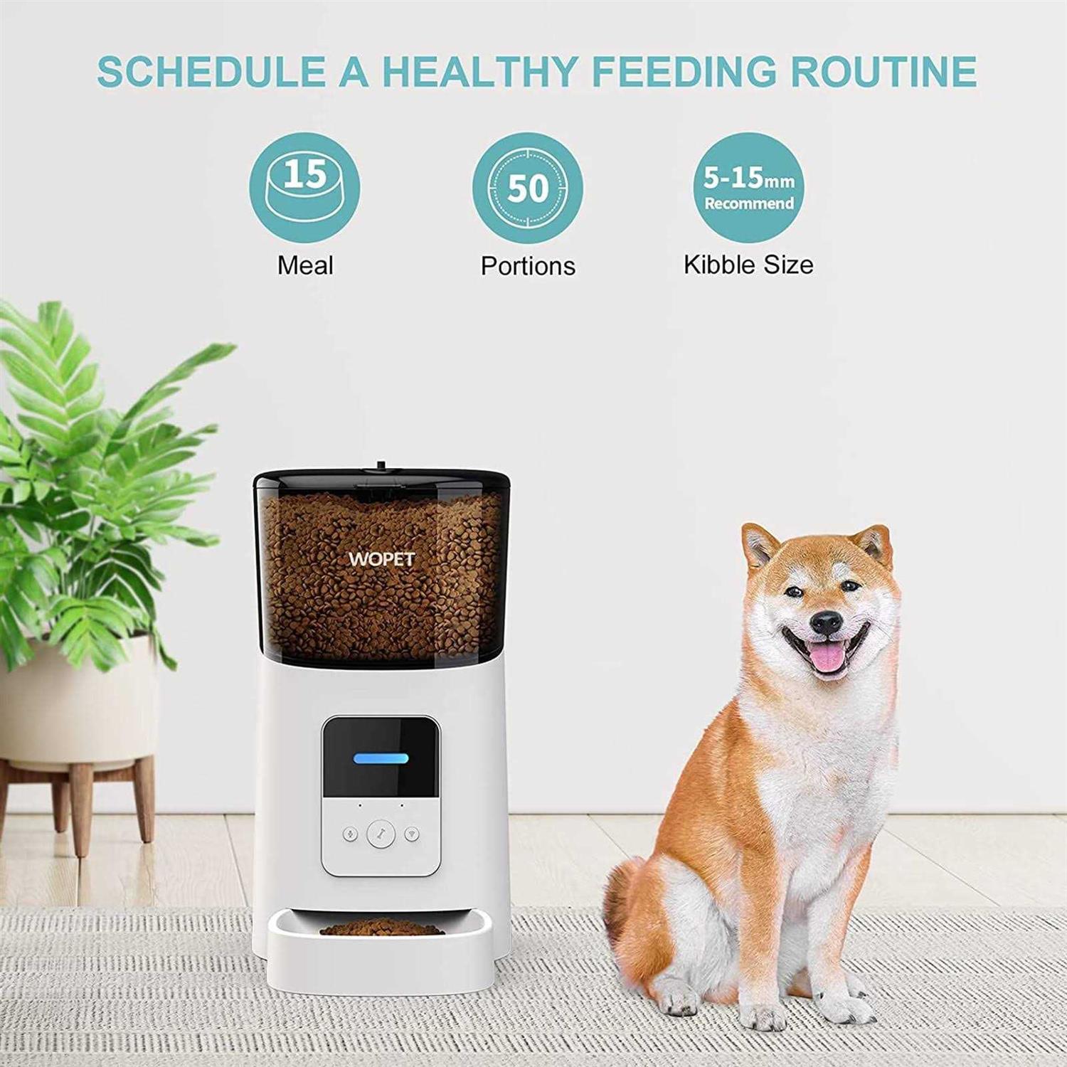 Alternative view of Wopet Automatic Dog Feeders, Wi-Fi Enabled Smart Cat Feeders, Cat Food Dispenser, Distribution Alarms and Voice Recorder Up to 15 Meals per Day