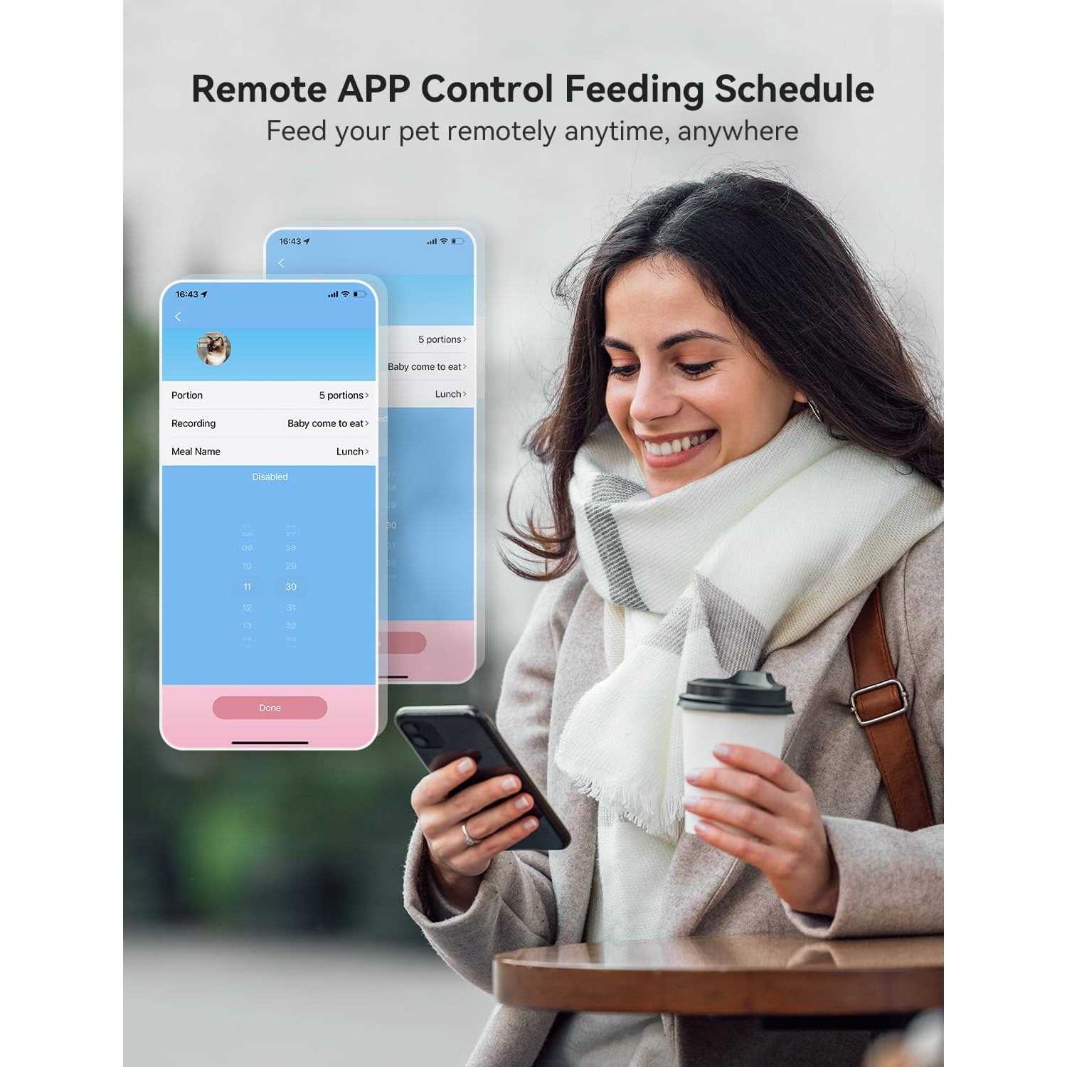 Alternative view of Wopet Automatic Cat Dog Feeder with Camera, App Control Smart Pet Feeder Food, HD Camera for Voice and Video Recording