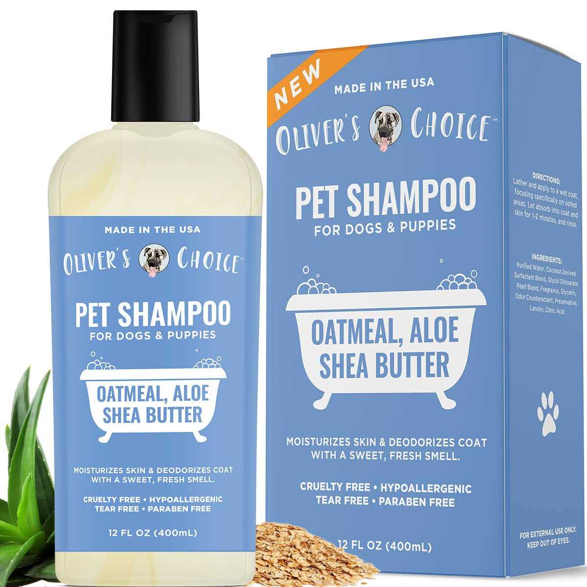 Oliver's Choice Dog Shampoo with Oatmeal and Aloe. Shea Butter for Smelly Dogs