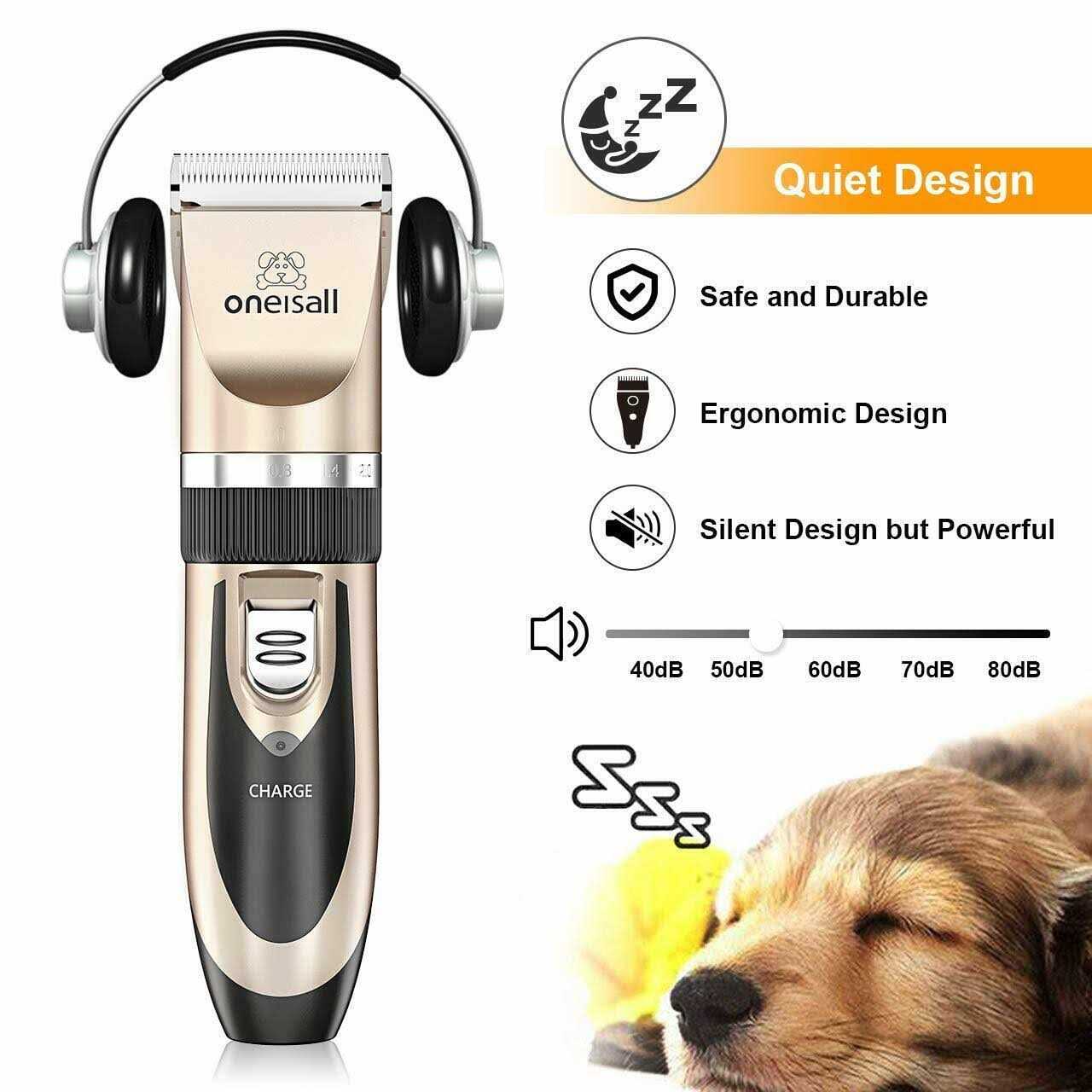 Alternative view of oneisall Dog Shaver Clippers Low Noise Rechargeable Cordless Electric Quiet Hair Clippers Set for Dogs Cats Pets