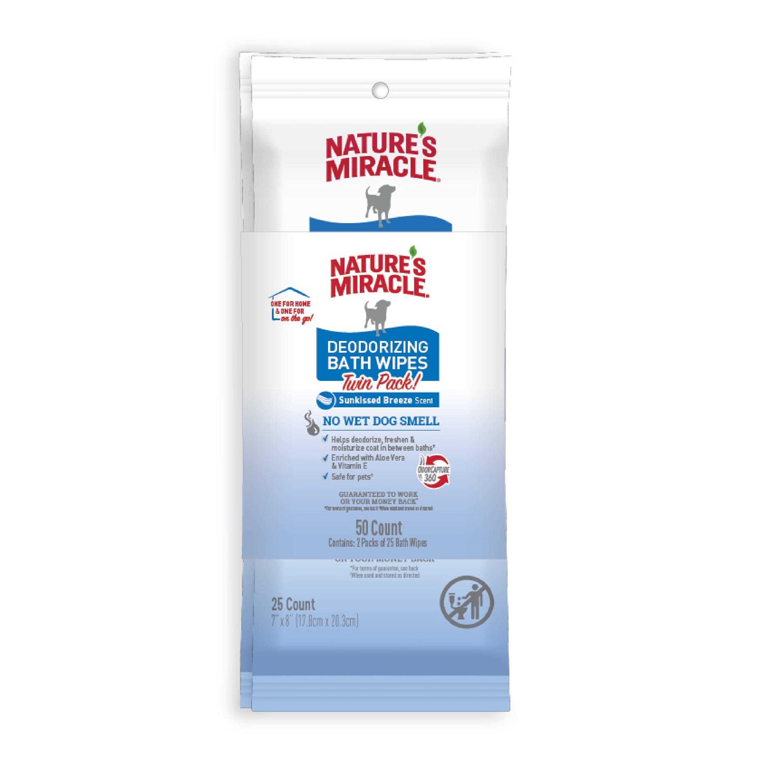 Nature's Miracle Miracle Deodorizing Bath Wipes for Dogs