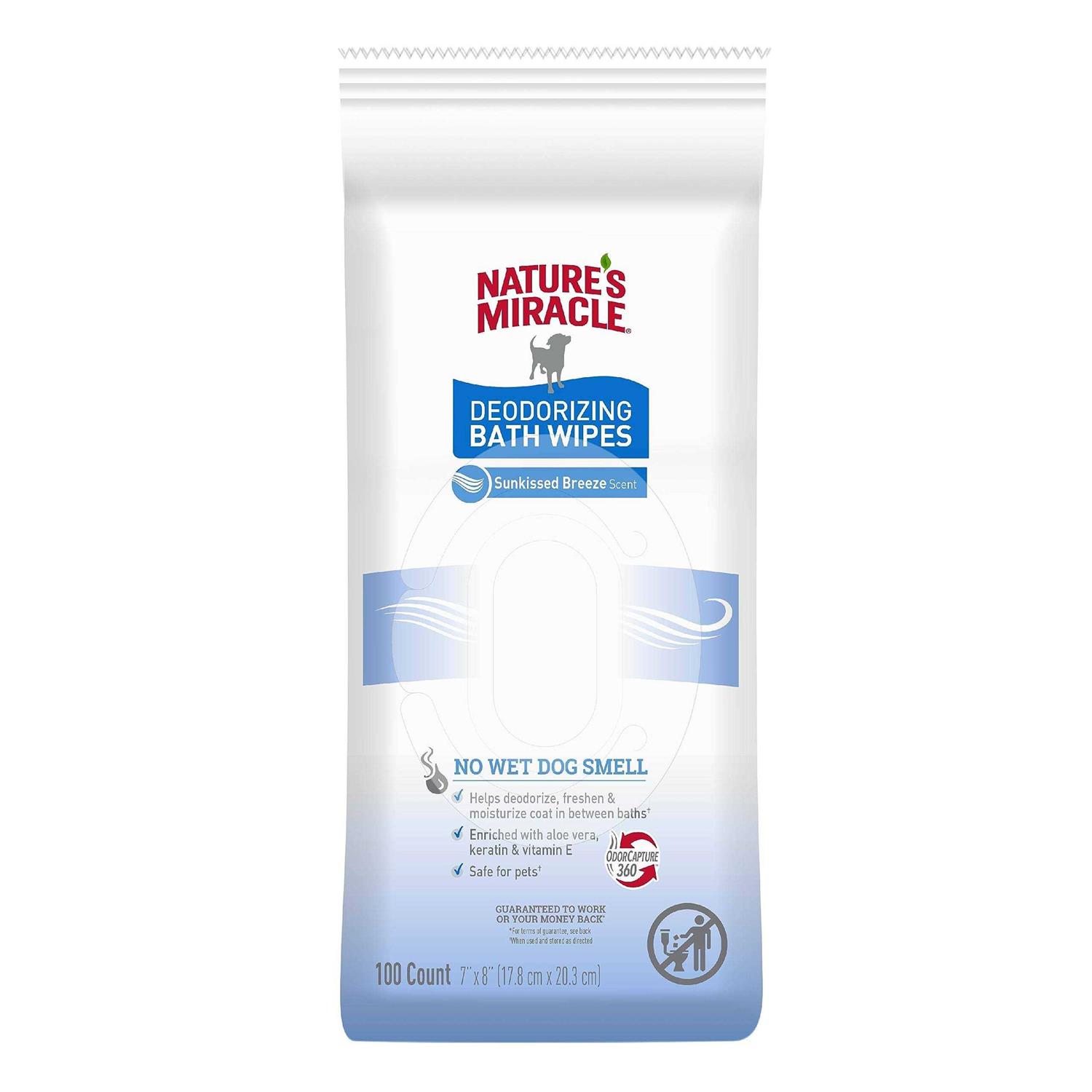Nature's Miracle Miracle Deodorizing Bath Wipes for Dogs