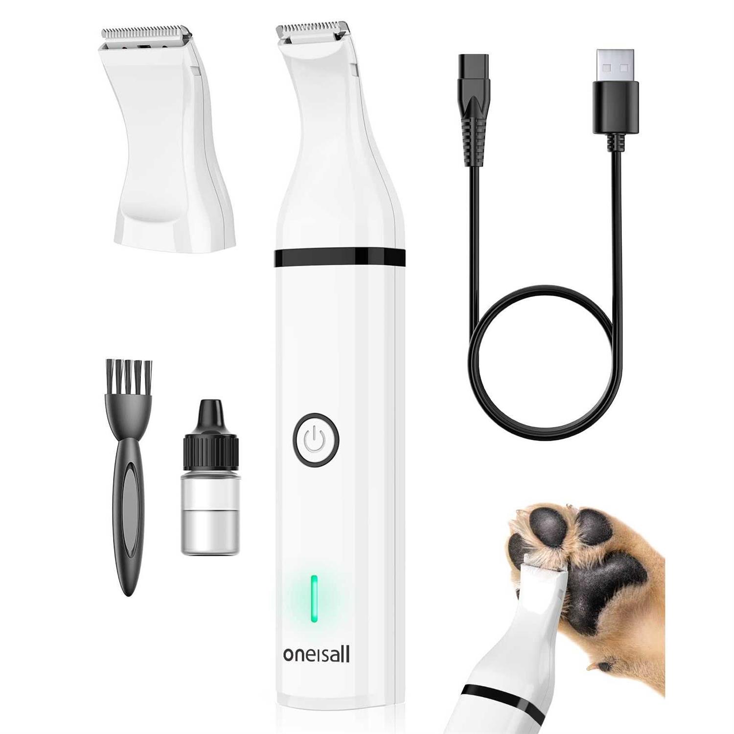 oneisall Dog Clippers with Double Blades,cordless Small Pet Hair Grooming Trimmer,Low Noise for Trimming Dog's Hair Around Paws