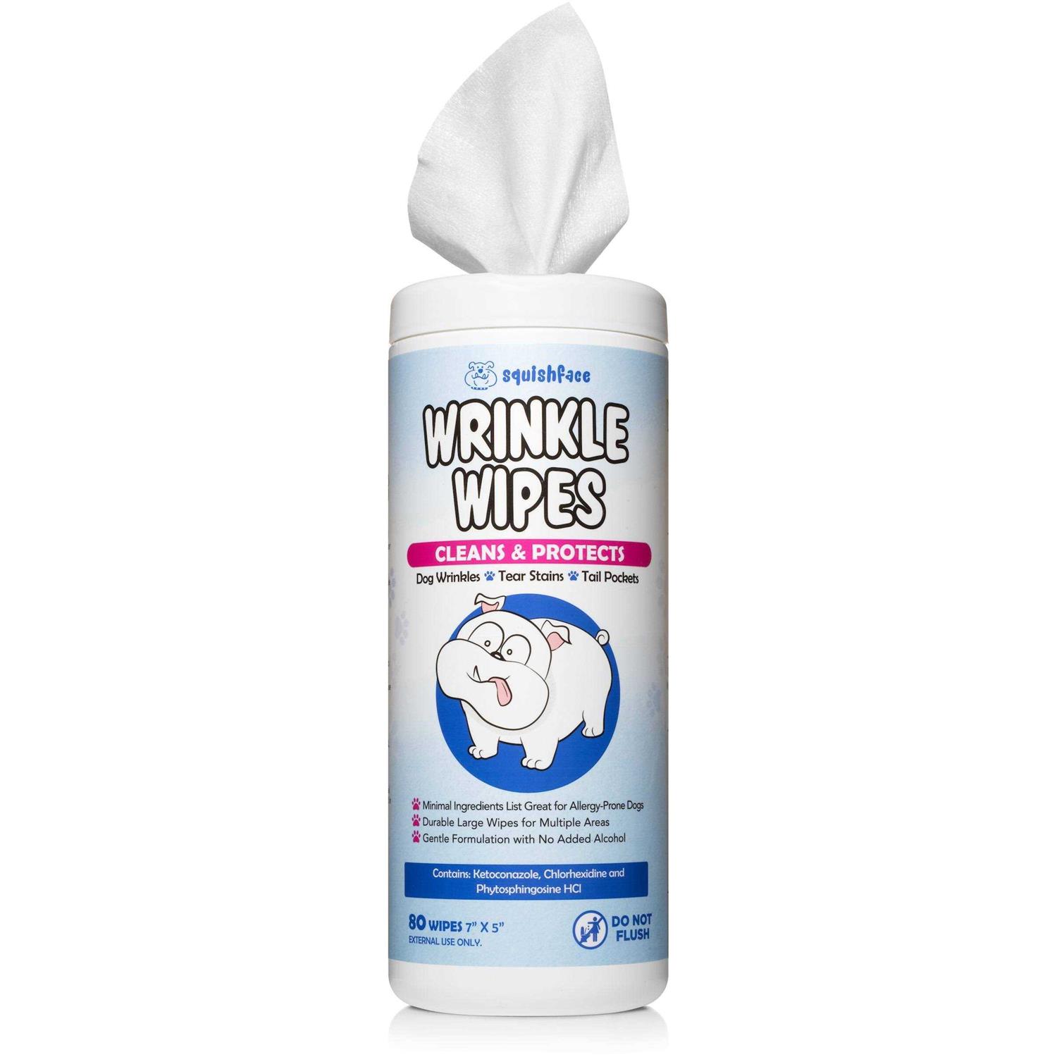Squishface Wrinkle Wipes – 5”x7” Large Dog Wipes Deodorizing Tear Stain Remover – Great for English Bulldog