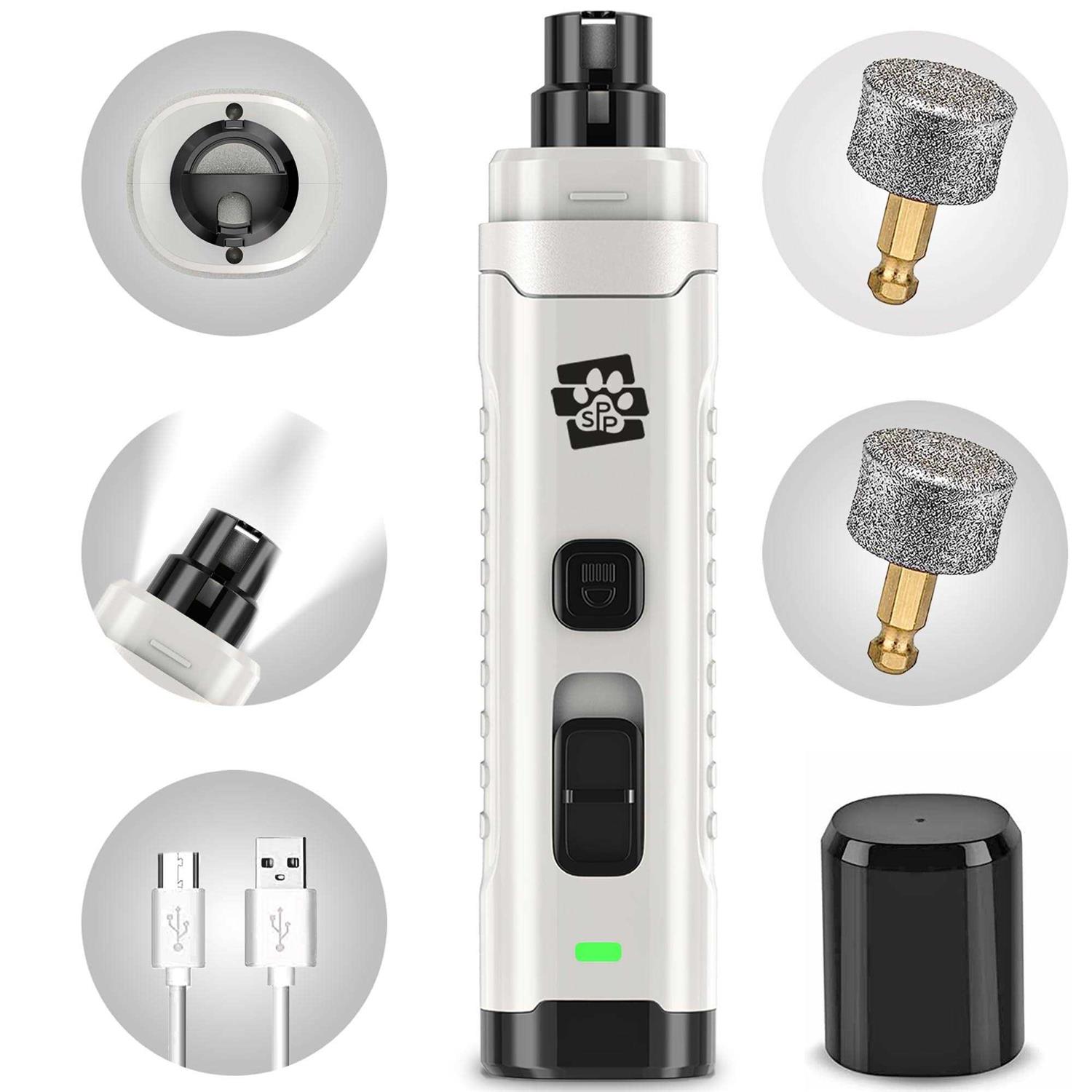Soft Pet Paws Dog Nail Grinder Ultra Quiet Operation Upgraded Dog Nail Trimmer with 2 LED Lights