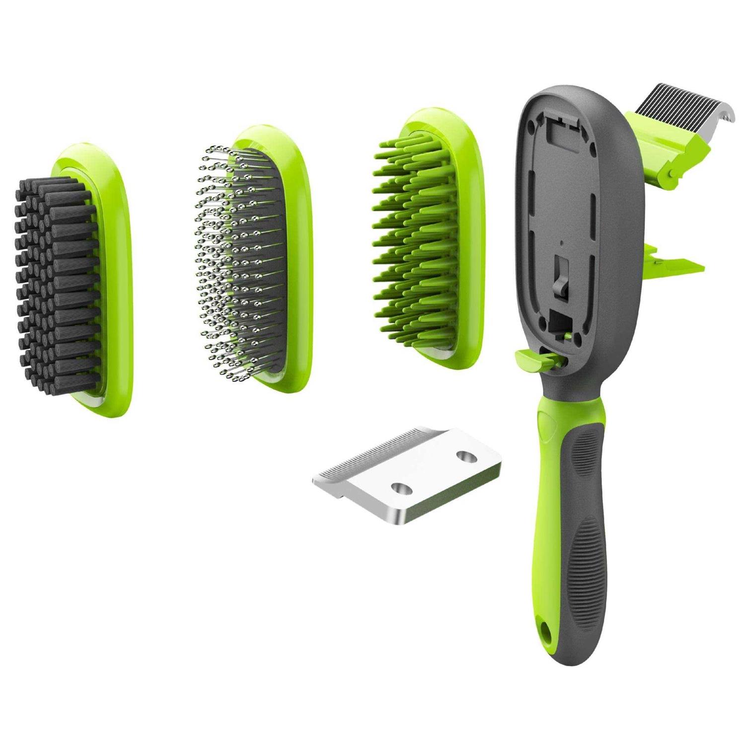 Pet Life Conversion 5-in-1 Interchangeable Dematting and Deshedding Bristle Pin and Massage Grooming Pet Comb