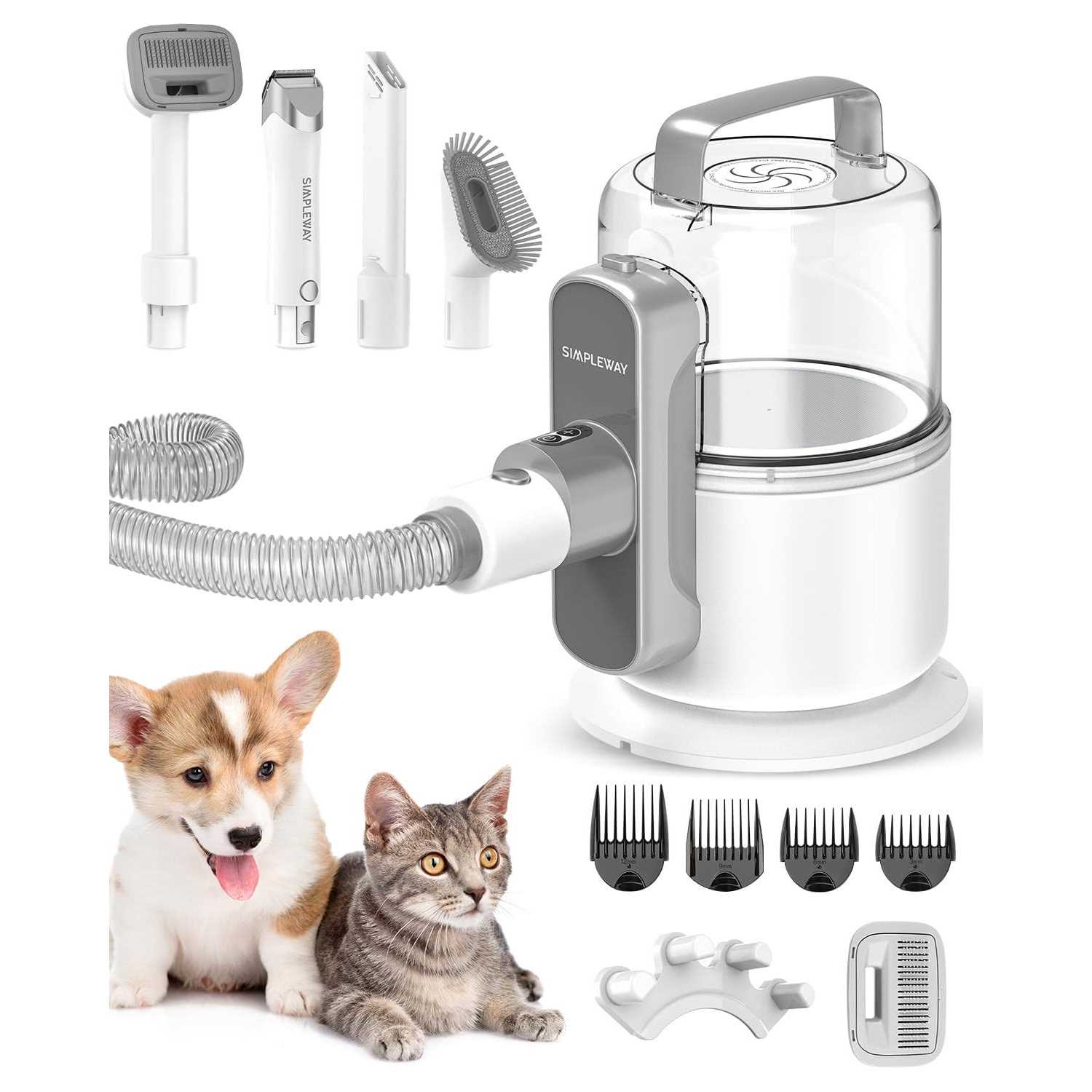 Simple Way Pet Grooming Vacuum, 6 in 1 Dog Grooming Kit with 3 Suction Mode and