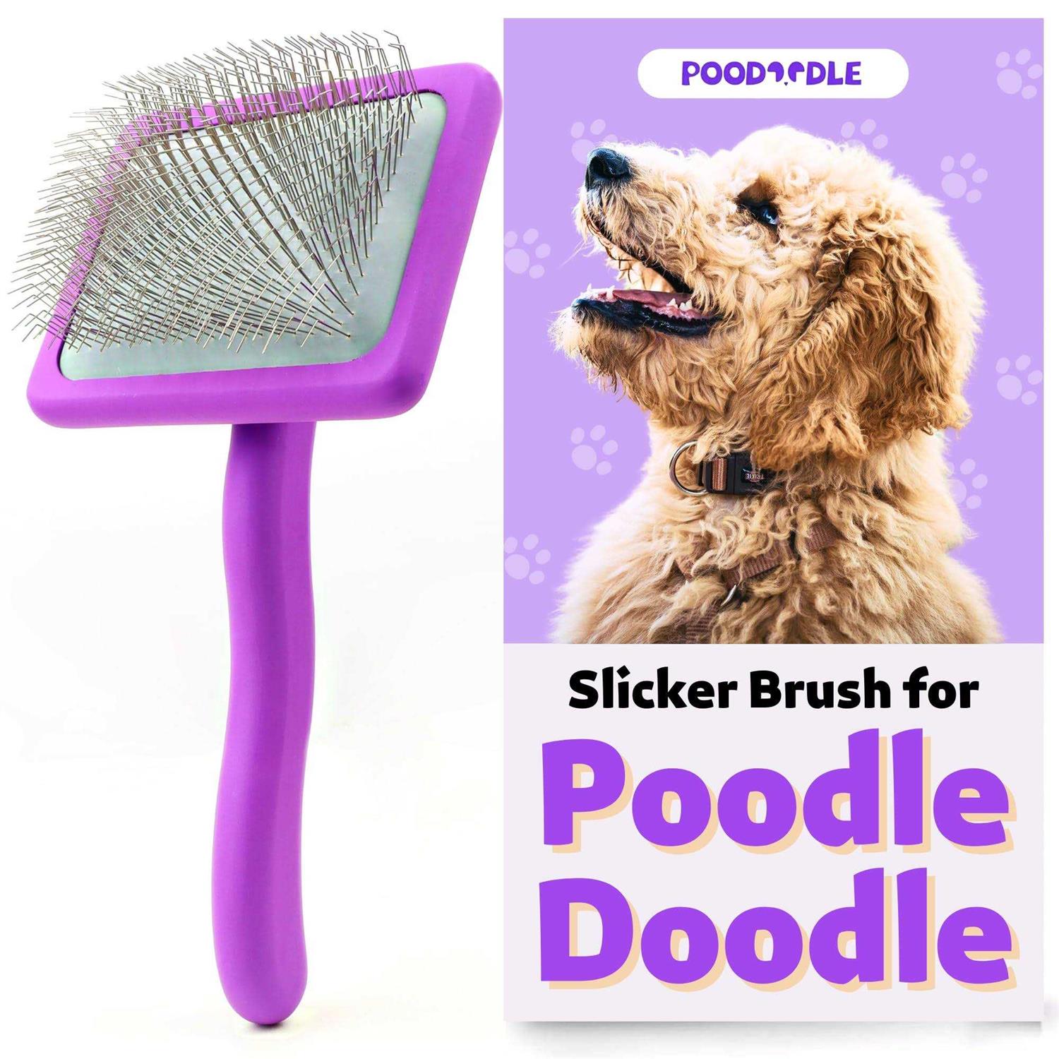 poodoodle poodle & doodle brush long pin wood Dog brush for long haired dogs