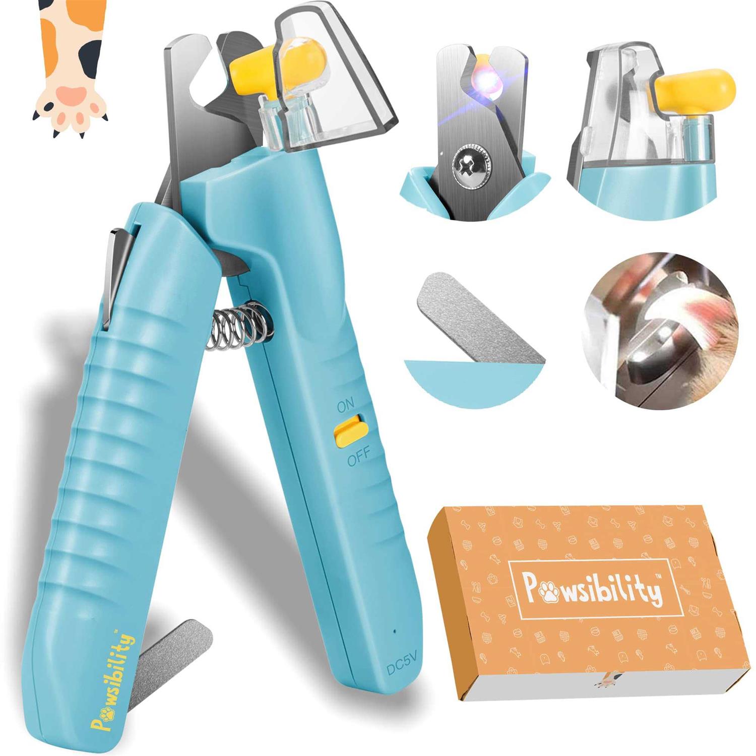 Pawsibility Reinvented Pet Nail Clippers for Your Pal Ultra Bright LED Light for Bloodline