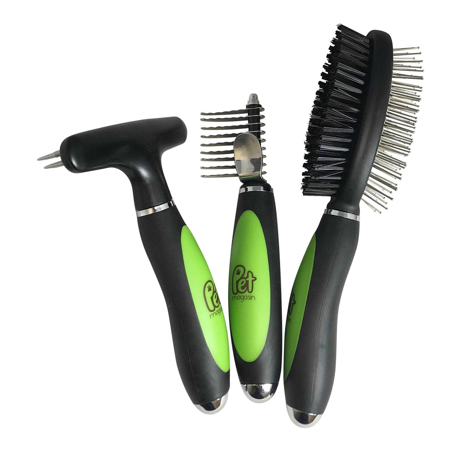 Pet Magasin Professional Grooming Brushes Double Sided Brush Long Tooth Undercoat Dog Rake & De-Matting Comb for Dogs