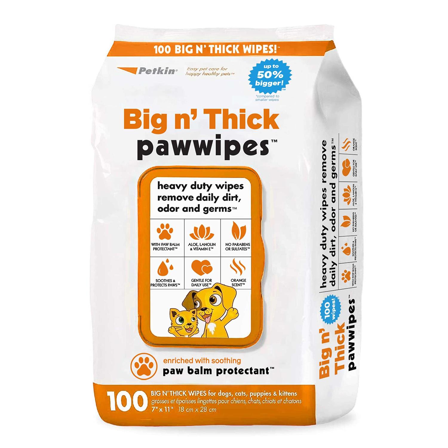 Petkin Big N' Thick Paw Wipes 100