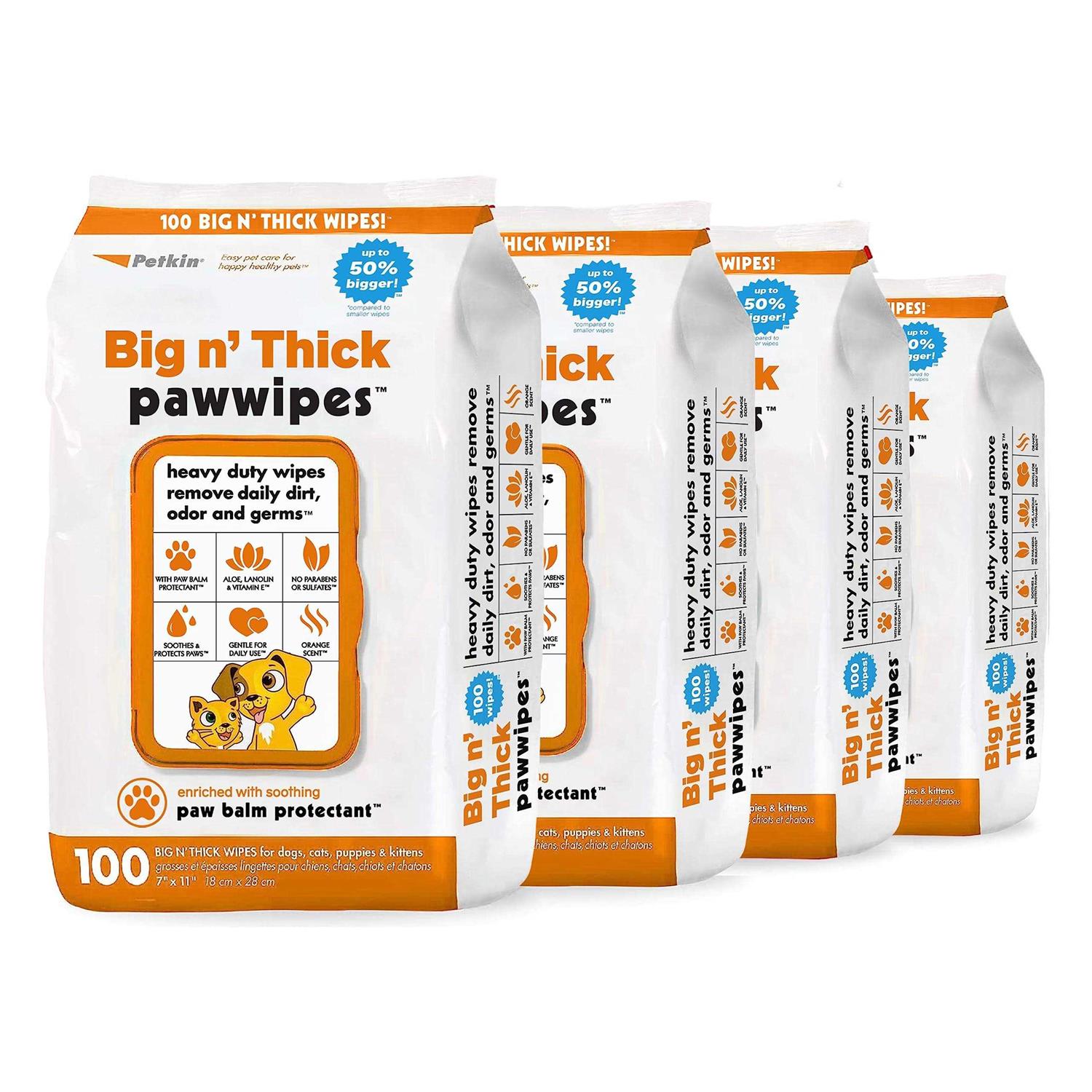 Petkin Big N' Thick Paw Wipes 100
