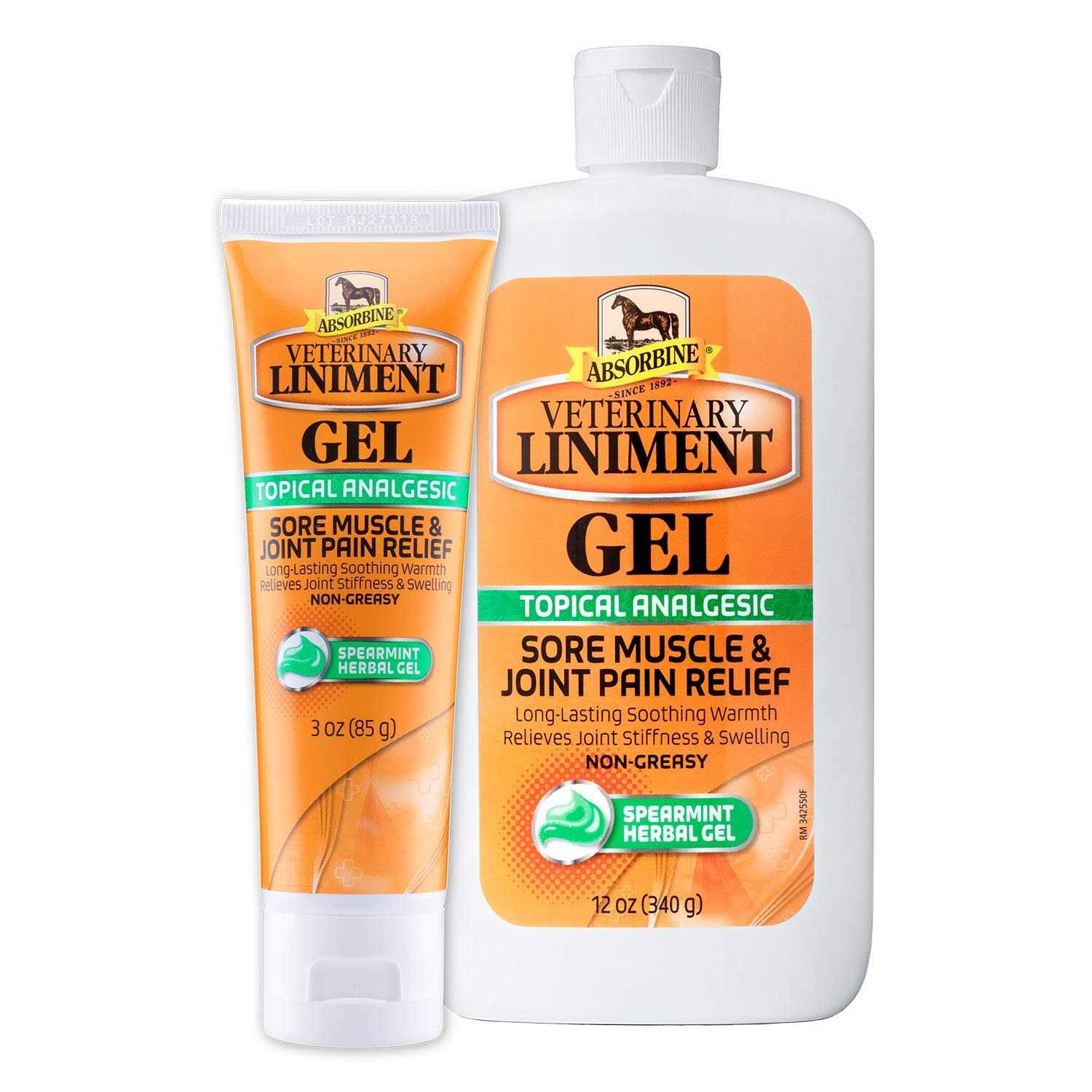 Absorbine Veterinary Liniment Gel Topical Menthol Analgesic Rub for Sore Muscle
