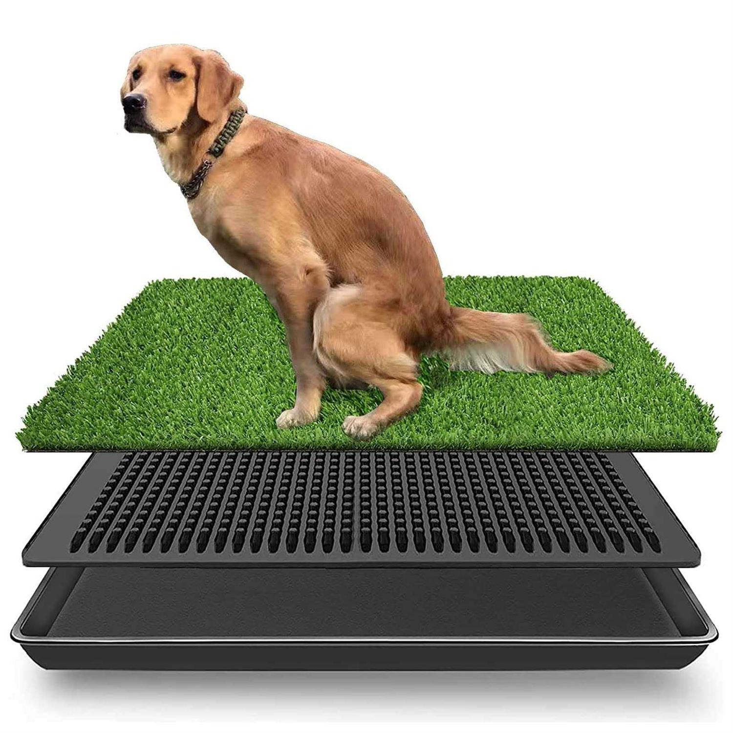 Lomantown Fake Grass Dog Potty Pad Portable Dog Turf Trainer Grass with Tray