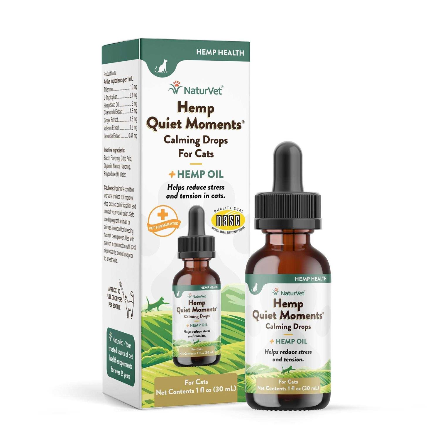 NaturVet Hemp Quiet Moments Calming Drops for Cats