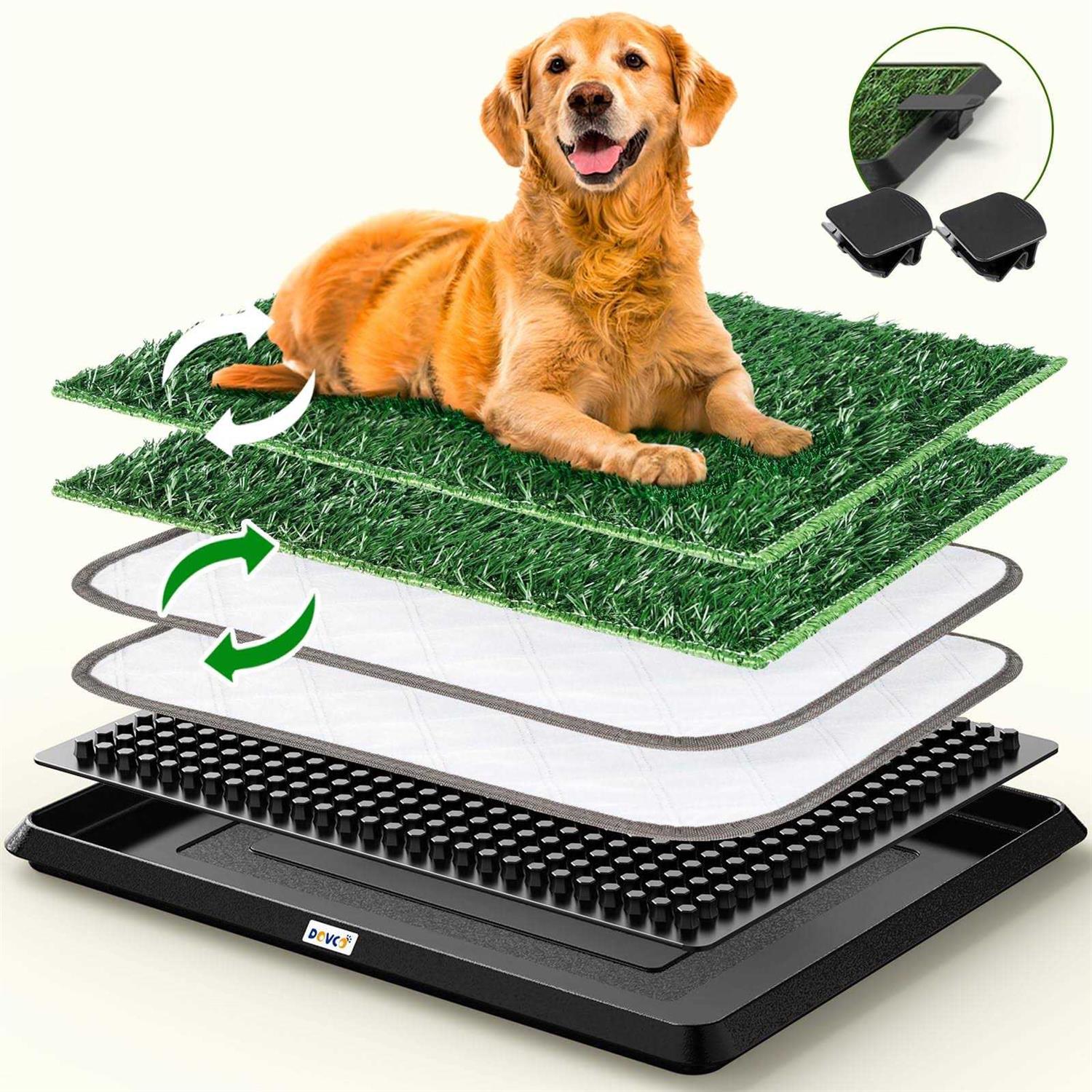 Super Absorbent Dog Grass Pad with Tray 4-Layer Guard to Stop Leakage/Stink/Mess for Puppy Health