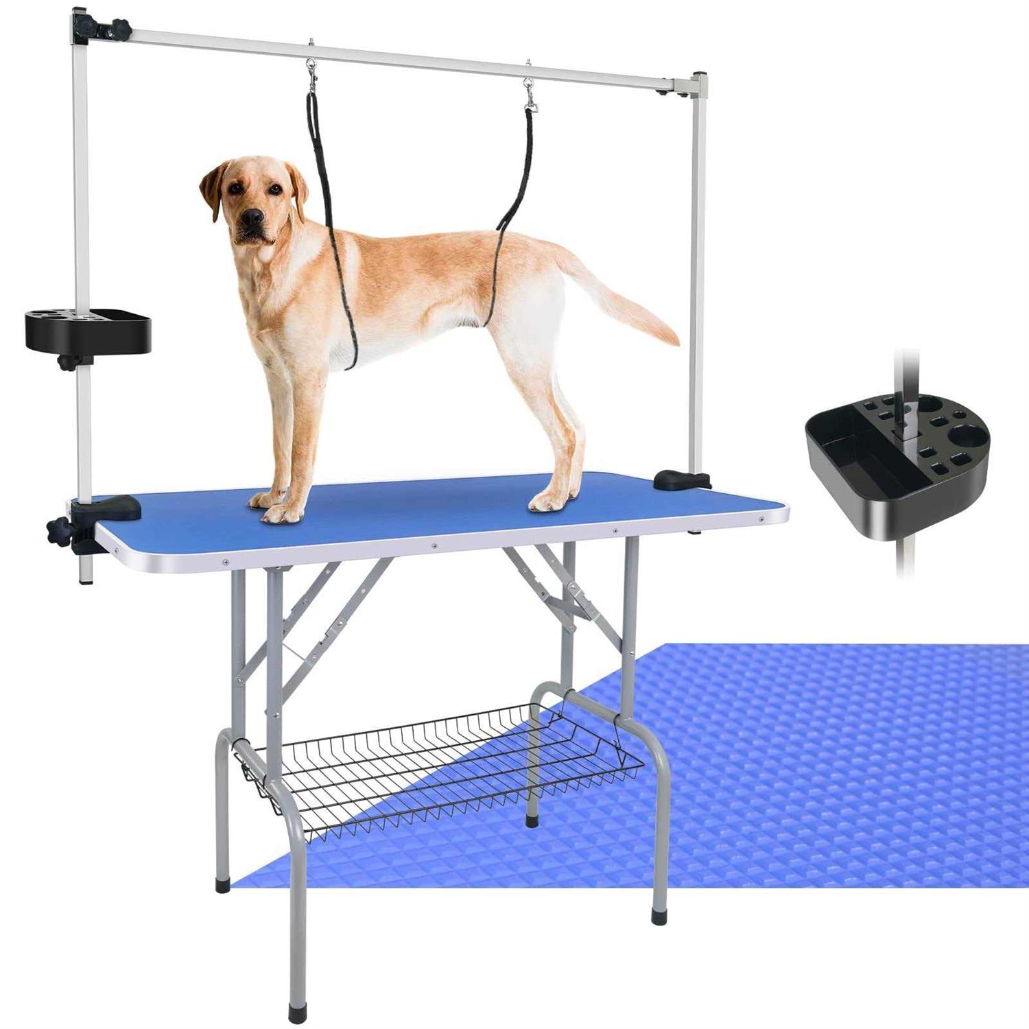 LEIBOU 45'' Professional Foldable Heavy Duty Dog Pet Grooming Table with Tool Holder H-Shape Arm & Noose & Mesh Tray