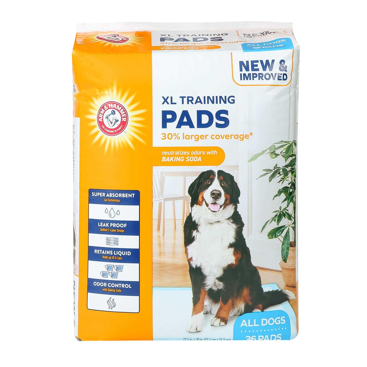 Arm & Hammer for Dogs XL Training Pads 30% Larger Coverage New & Improved Super Absorbent