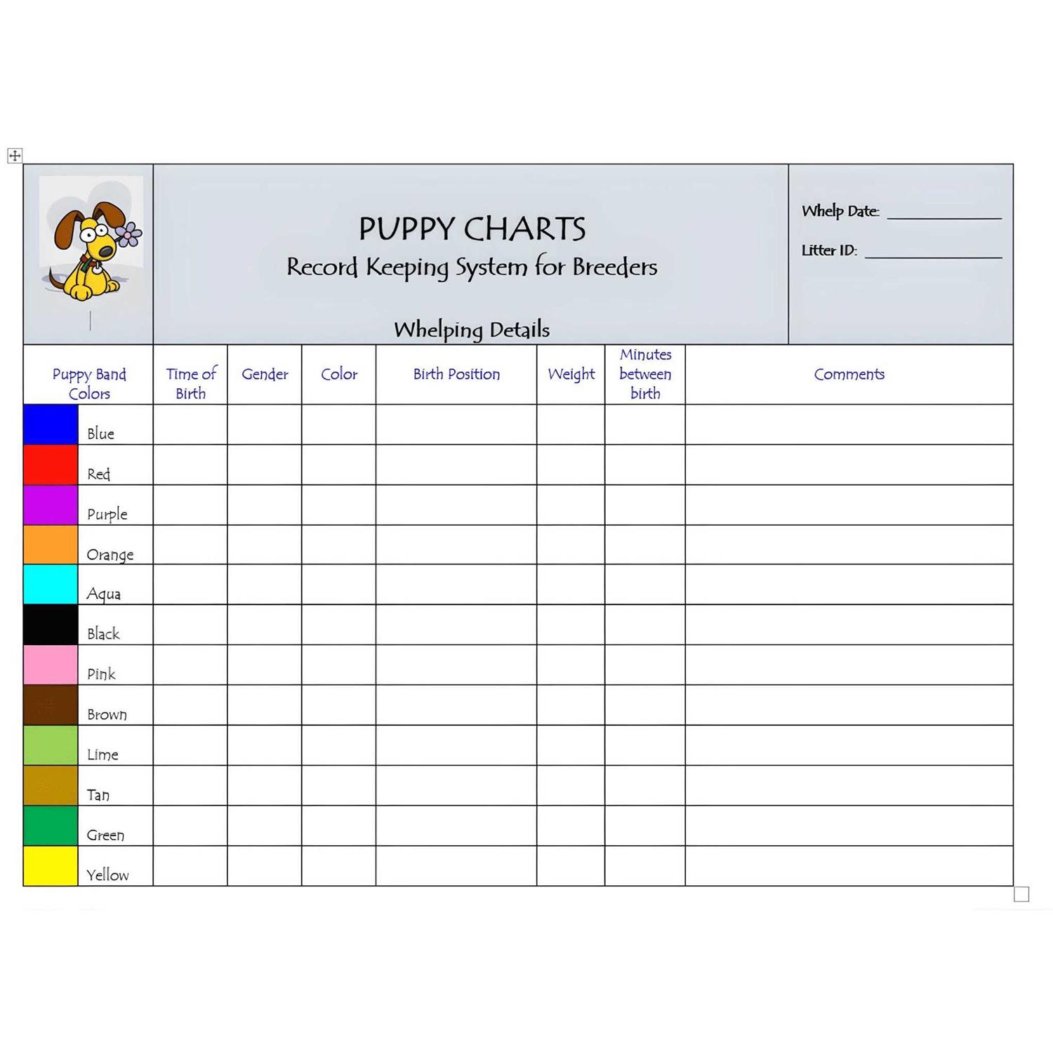 Alternative view of Puppies in Bloom Breeder Record Keeping Charts PNB11