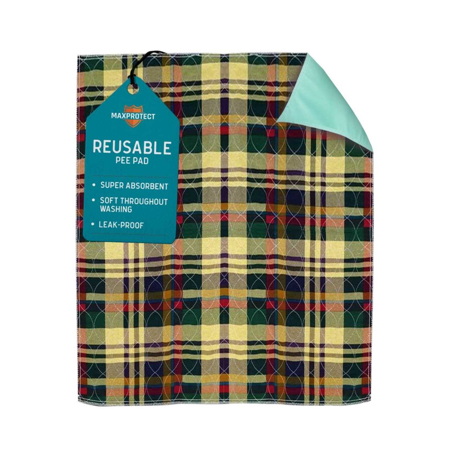 MaxProtect Tartan Plaid Reusable Pee Pads for Dogs