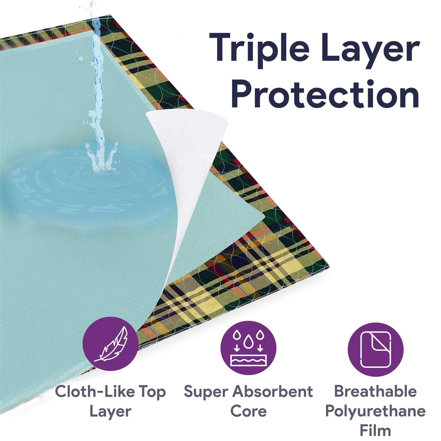 Alternative view of MaxProtect Tartan Plaid Reusable Pee Pads for Dogs