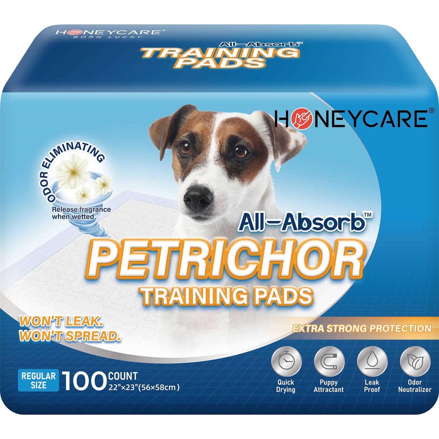 Honey Care All-Absorb Large Dog and Puppy Training Pads, Ultra Absorbent and Odor Eliminating