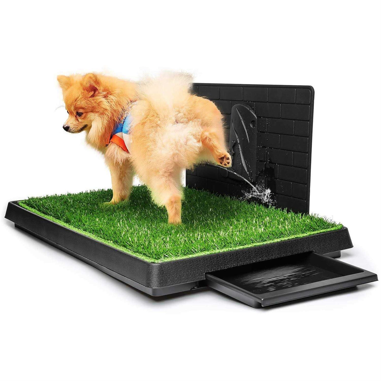 Hompet Dog Grass Pad with Tray Large, Puppy Turf Potty Reusable Training Pads with Pee Baffle, Artificial Grass Patch for Indoor and Outdoor Use