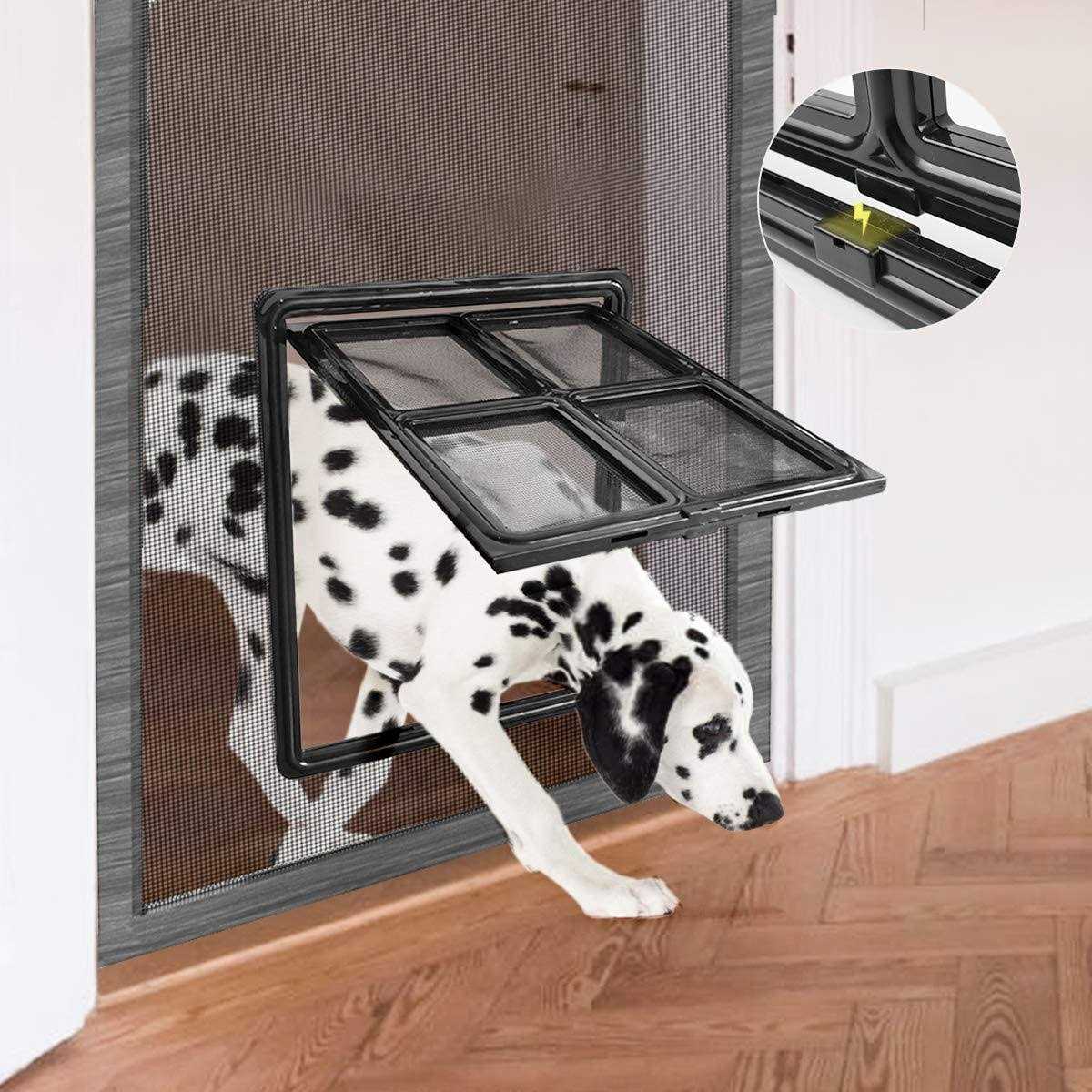 Namsan Pet Door for Screen Door Sliding Dog Screen Door Inner Size 12 x 16 inches Lockable Doggy Door Magnetic Automatic Closing