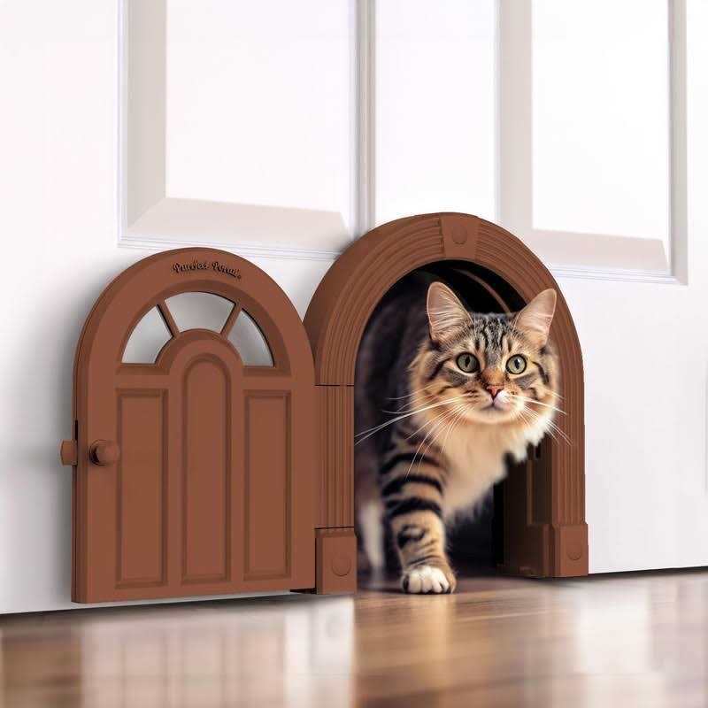 Purrfect Portal Cat Door Interior Door Meow Manor Extra Large Pet Door 10.25 x 11 No-Flap Cat Door Interior Door for Cats up to 30 lbs