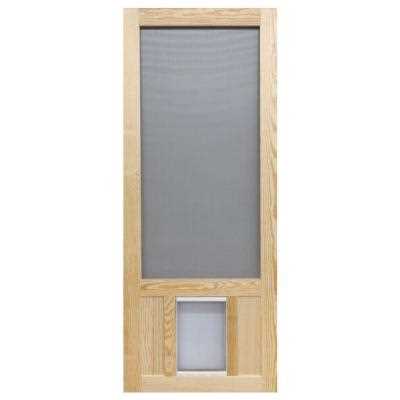 Alternative view of 36 in. x 80 in. Chesapeake Series Reversible Wood Screen Door with Extra-Large Pet Flap