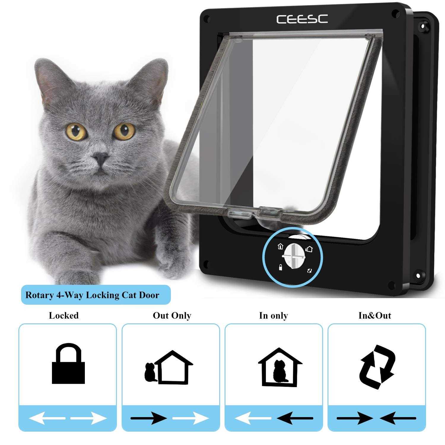 Alternative view of CEESC Cat Magnetic Pet Door 4 Way Lock for Cats and