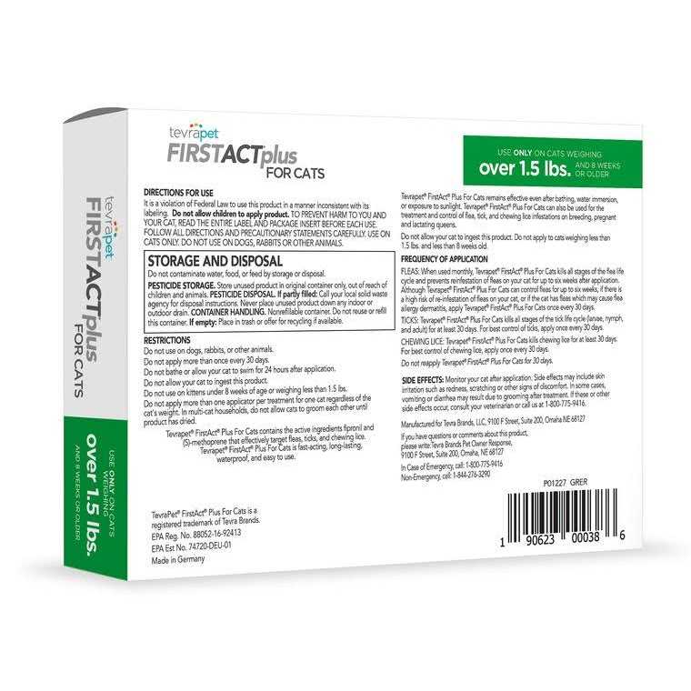 Alternative view of TevraPet FirstAct Plus for Cats Flea and Tick Prevention