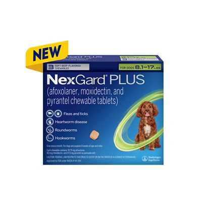 NexGard PLUS Chewables for Dogs 8.1 - 17lbs - 3 Month