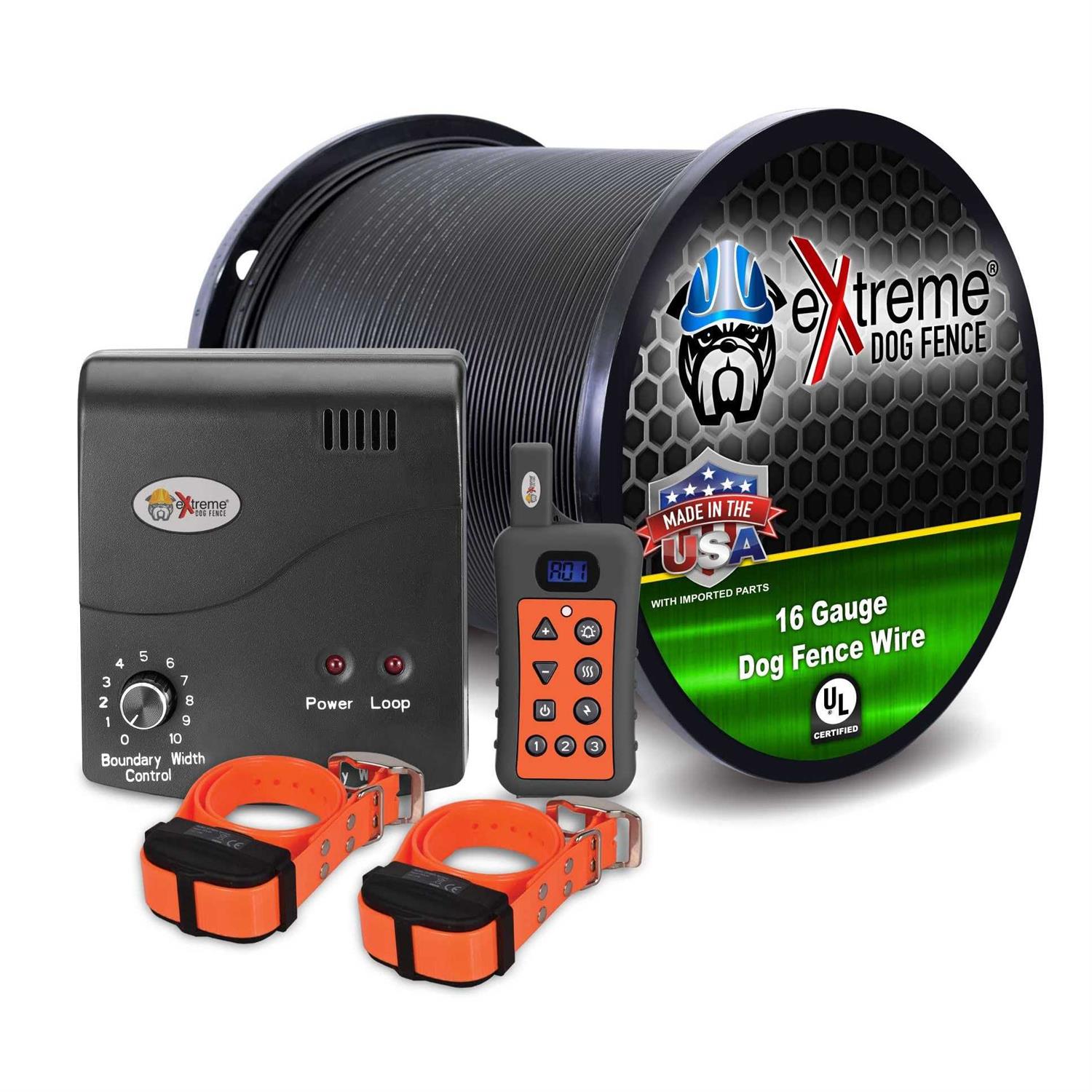 Electric Dog Fence + Remote Trainer 2 Dog / 1000' of 16 Gauge Underground Dog Fence Wire