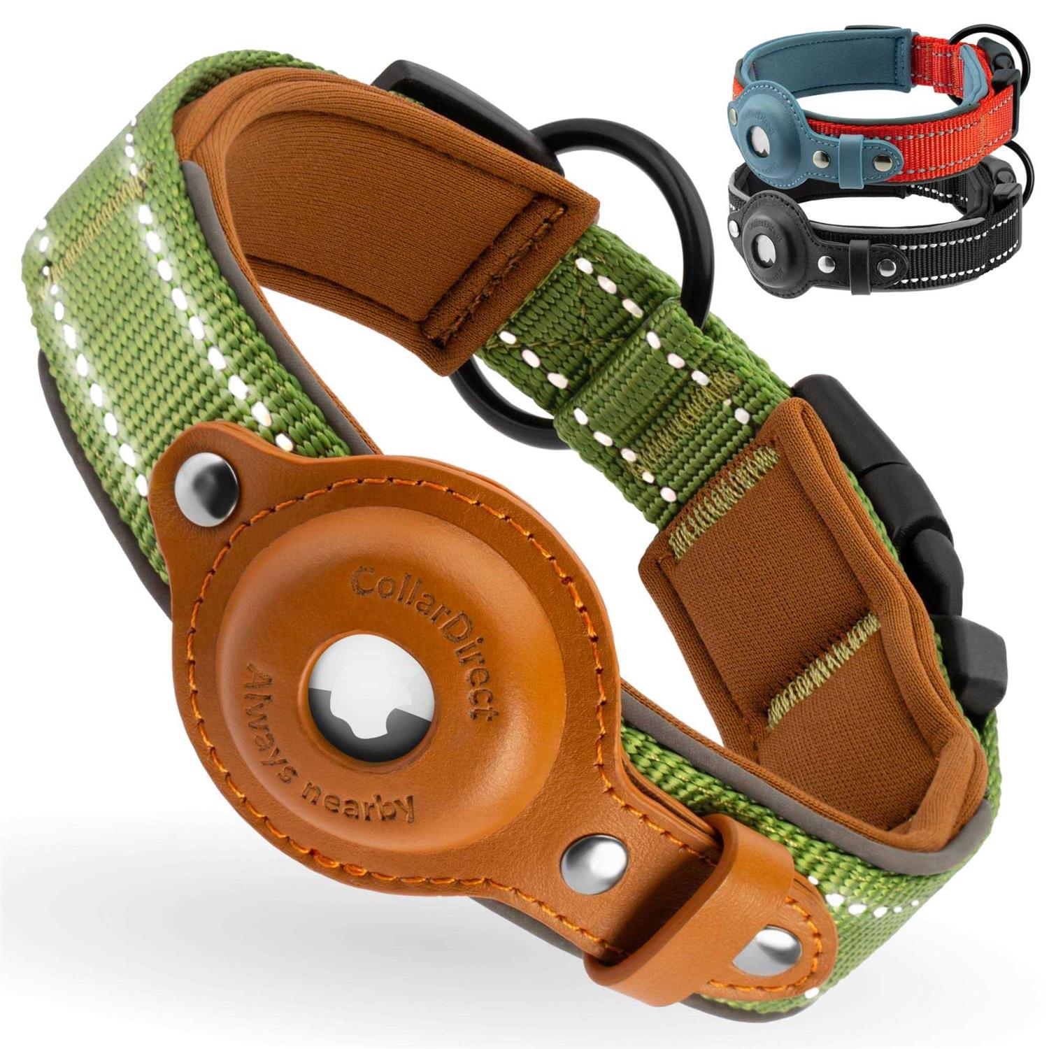 Airtag Dog Collar, CollarDirect, Reflective Dog Collar for Apple Air Tag for Large, Medium, and Small Dogs