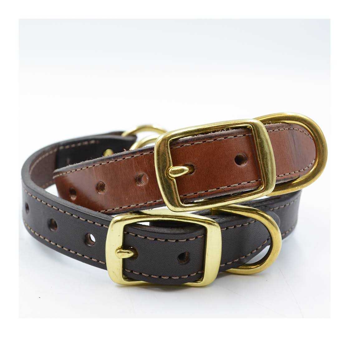 Leather Dog Collar with Nameplate