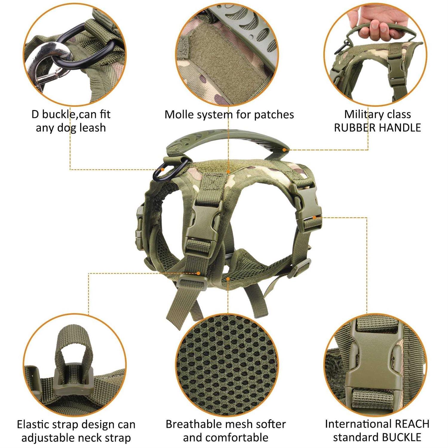 Alternative view of Annchwool Tactical Dog Harness for Small Dogs with Handle, Military Service Dog Vest and Leash Set for Outdoor Training Walking Hiking