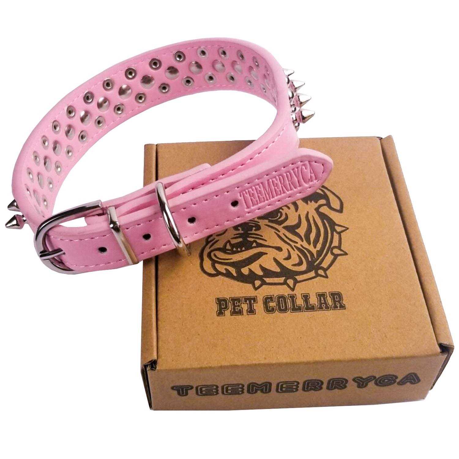 Alternative view of Teemerryca Adjustable Leather Spiked Studded Dog Collars with a Squeak Ball Gift for Small Medium Large Pets Like Cats/Pit Bull/Bulldog