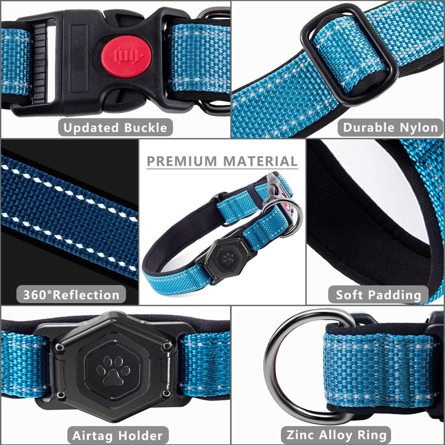 Alternative view of Airtag Dog Collar,Durable Dog Collar with Waterproof Apple Air Tag Holder Case,Adjustable,Soft,and Reflective GPS Tracking Dog Collars for Medium