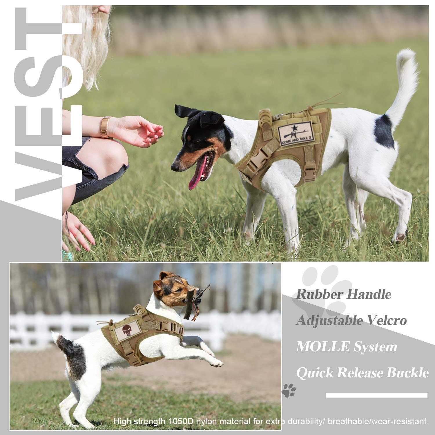 Alternative view of SALFSE Tactical Dog Training Harness Outdoor Working Vest Adjustable Military MOLLE Dog Vest Harness with Rubber Handle