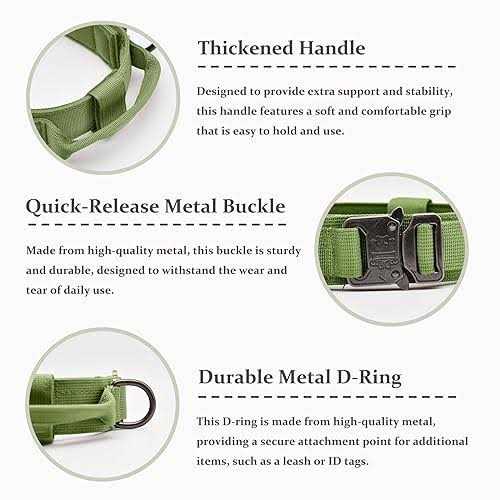 Alternative view of Tactical Dog Collar, Adjustable Military Training Nylon Dog Collar with Control Handle and Heavy Quick-Release Metal Buckle for Small Medium Large