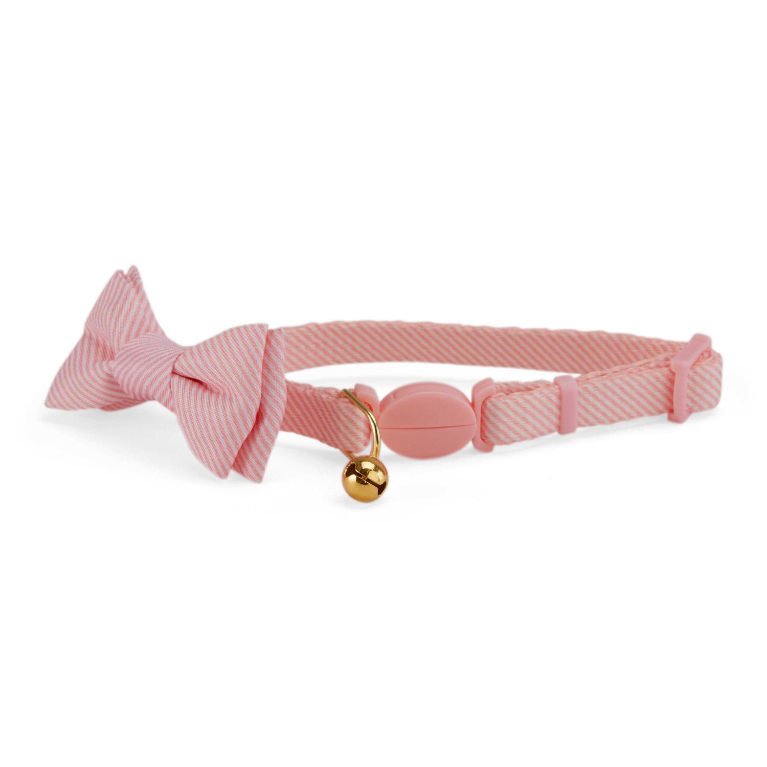 YOULY Blue Seersucker Breakaway Bowtie Kitten Collar