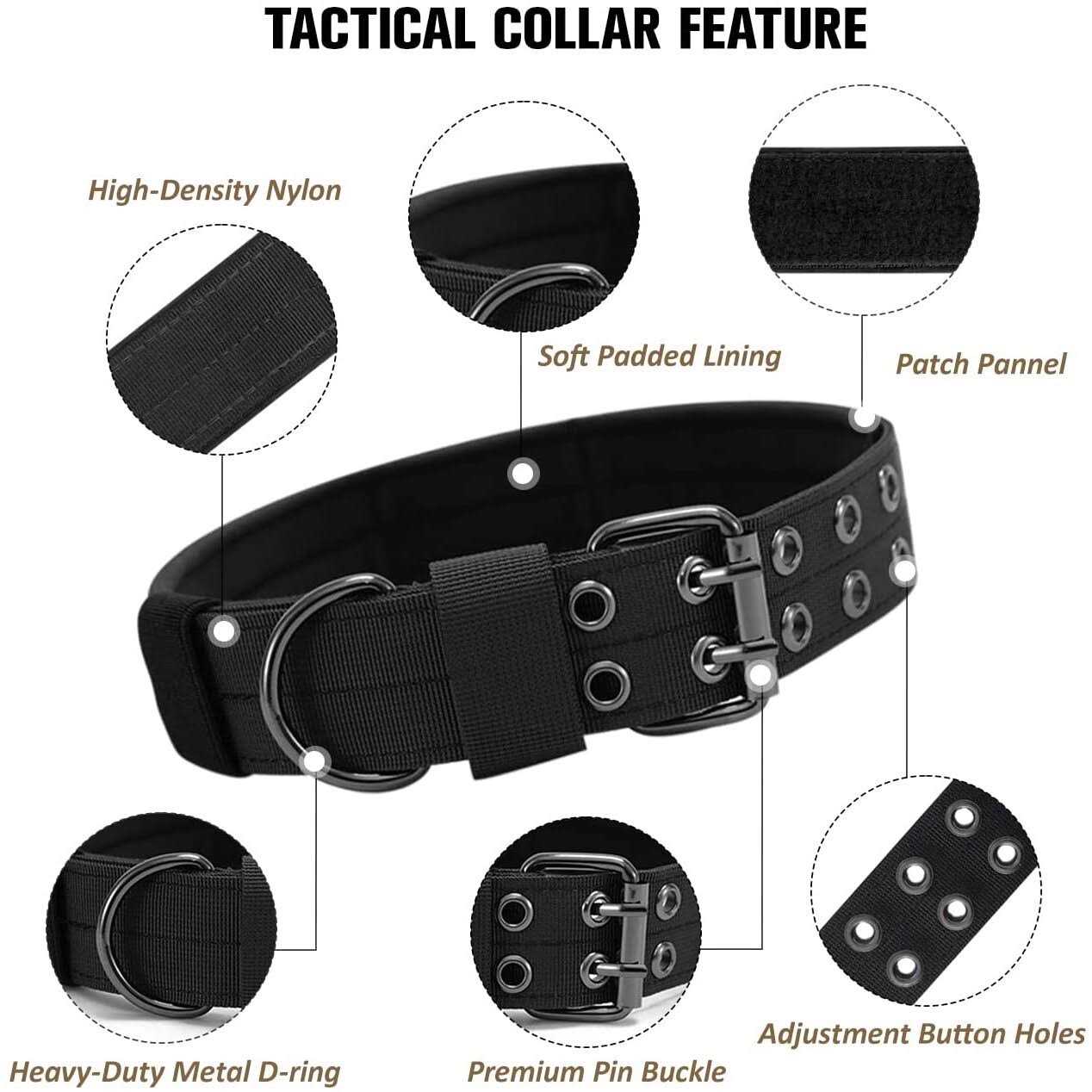 Alternative view of Tactical Dog Collar Military Dog Collar Nylon Adjustable Training Dog Collar Heavy Duty Metal Buckle for Medium Large Dogs