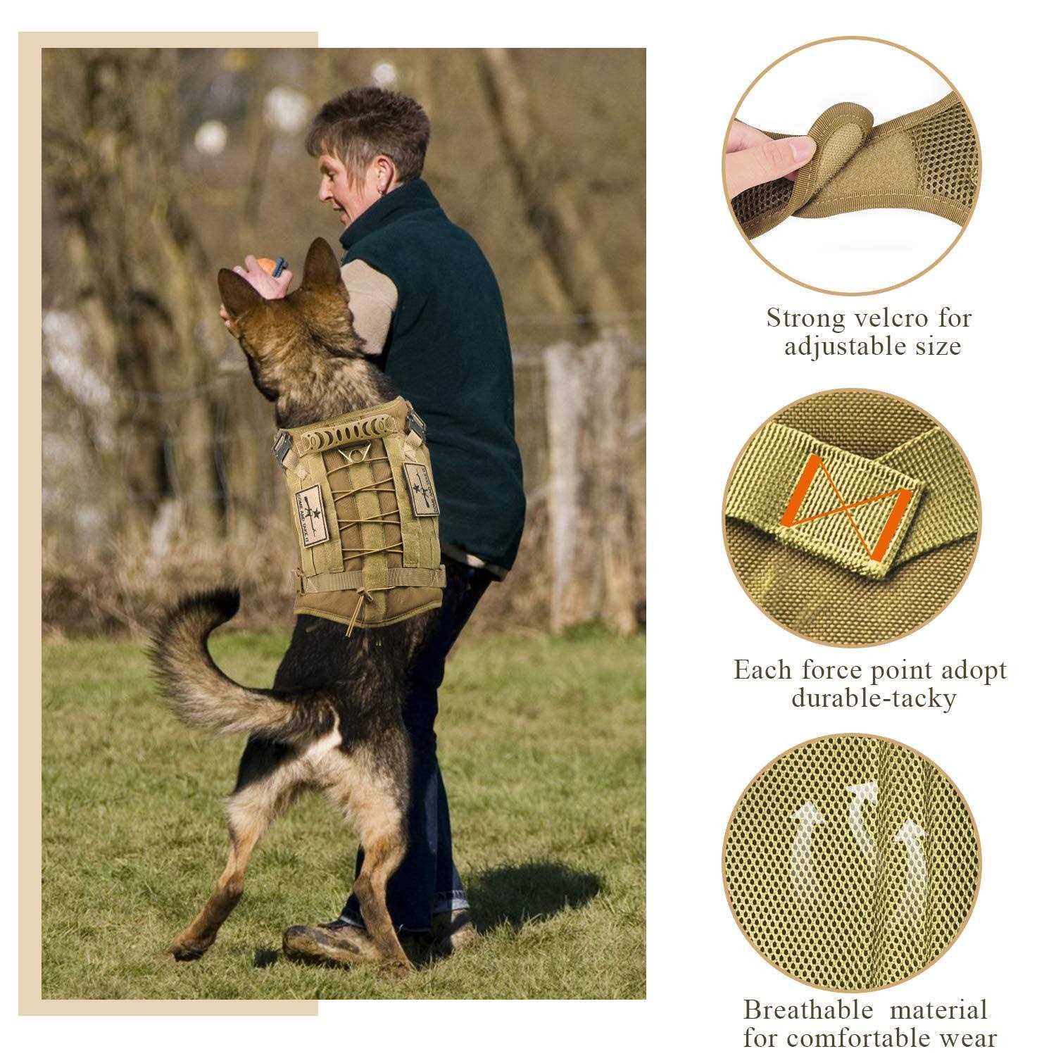 Alternative view of SALFSE Tactical Service Dog Vest Harness K9 Military Molle Dog Vest for Outdoor Training Hunting Pet Harness with Rubber Handle & Metal