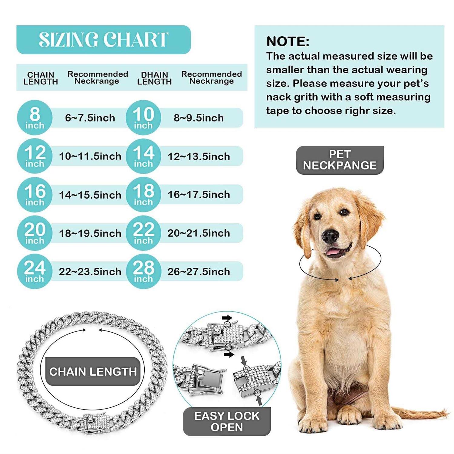Alternative view of Diamond Pet Cuban Collar Walking Metal Chain with Design Secure Buckle