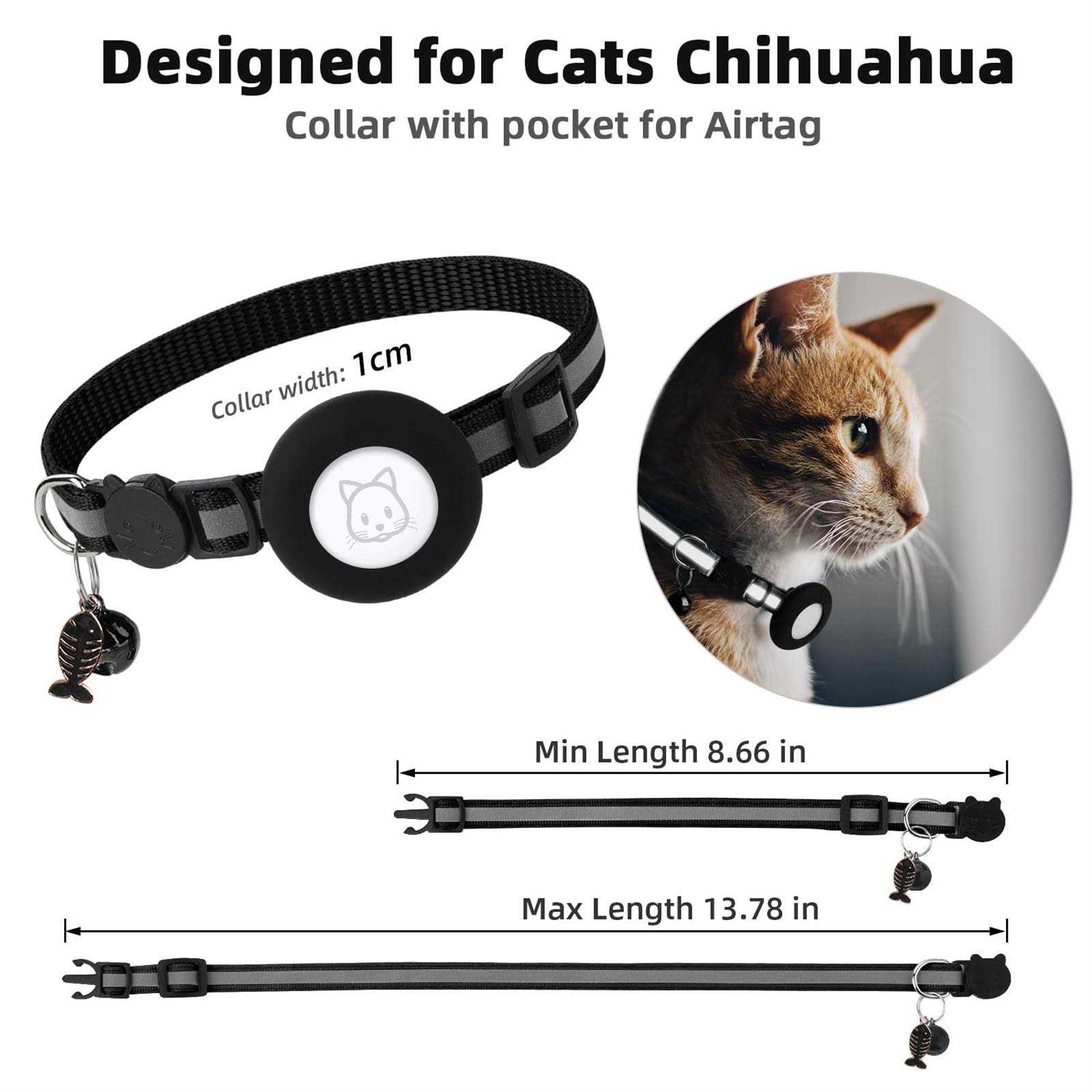 Alternative view of Airtag Cat Collar, Air tag Cat Collar with Bell and Safety Buckle in 38 Width