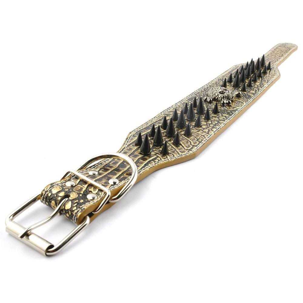 Alternative view of Berry Pet 3 Inch Width Sharp Spiked Studded Leather Dog Collar for Training,Sports,Walking,Travel,Dog Show,Heavy Duty,Medium Dogs,Pitbull