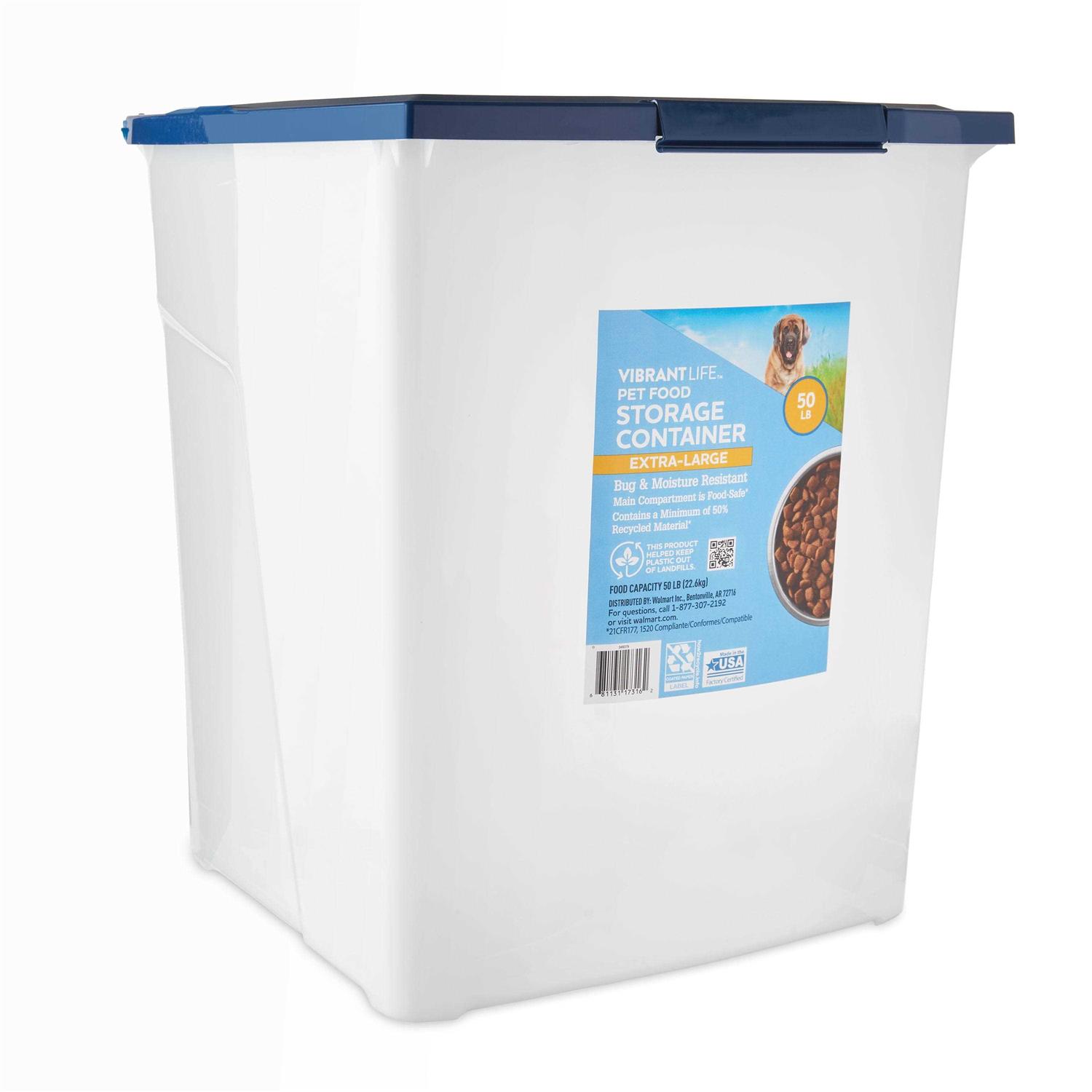 Vibrant Life Plastic Pet Food Storage Container with Locking Lid