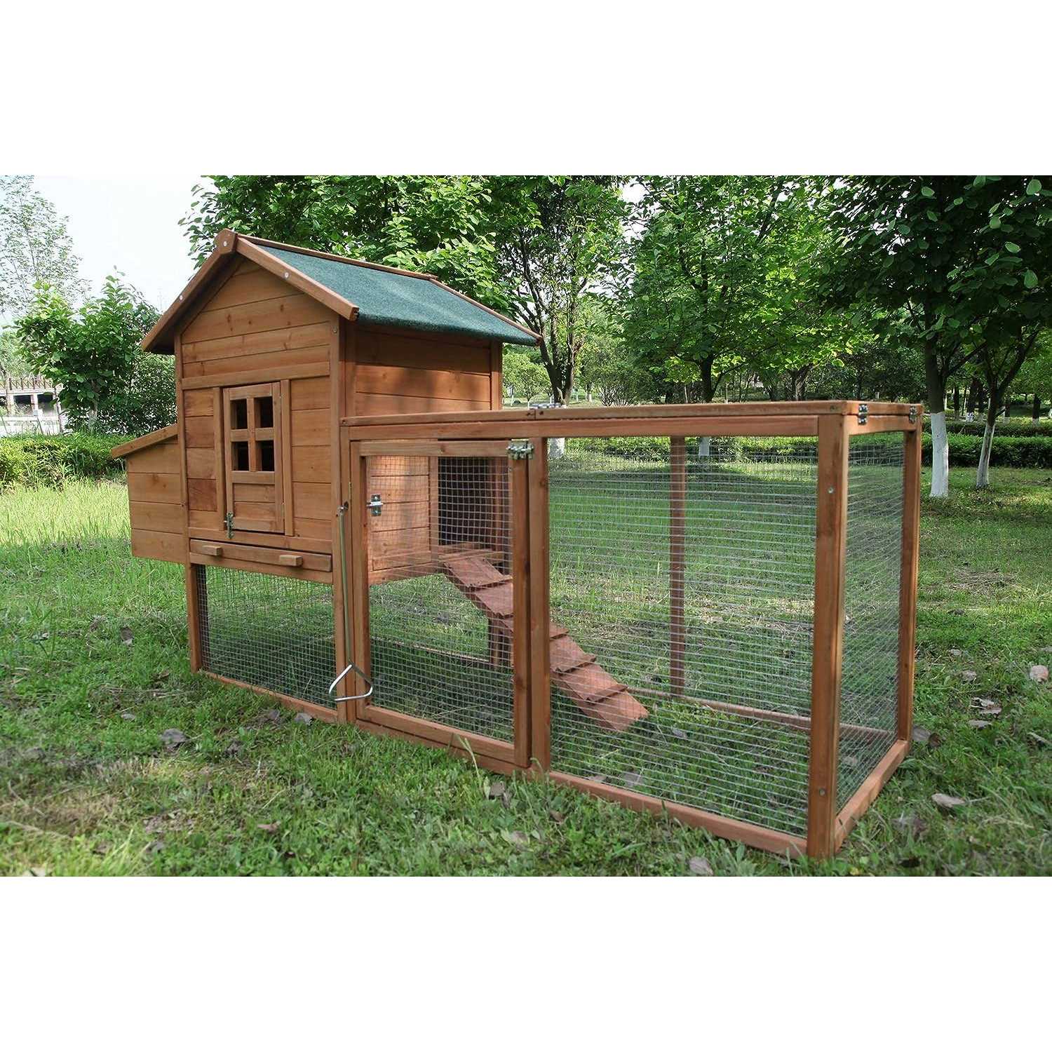 ECOLINEAR Outdoor 80'' Wooden Chicken Coop Nest Box Hen House Poultry Pet Hutch Garden Backyard Cage