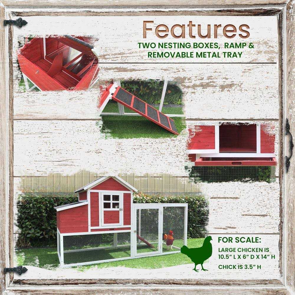 Alternative view of Hanover Outdoor Elevated Wooden Chicken Coop with Ramp Nesting Box HANCC0104-RED
